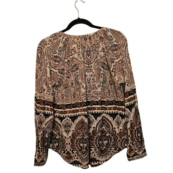 Lucky Brand Knit Top – Size Small – Cream/Brown/Navy Boho Print - Picture 3 of 5